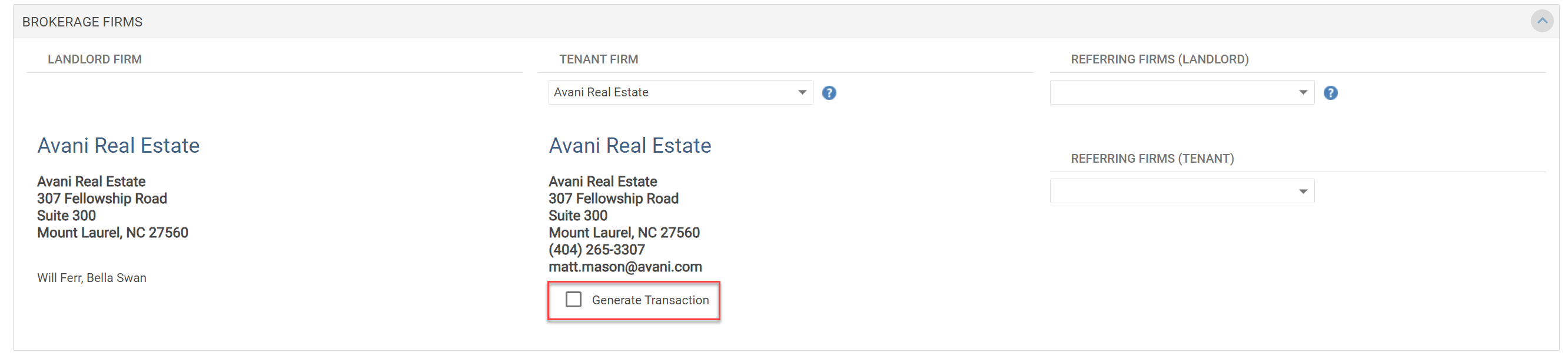 Generating the Dual Agency transaction